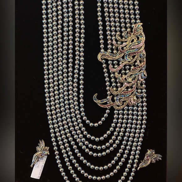 HEIDI DAUS "PHOENIX RISING" MULTI-STRAND PEARL NECKLACE EARRINGS - Picture 2 of 4